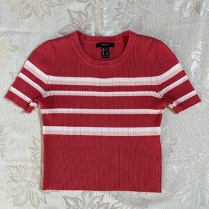 Forever 21 Striped Ribbed Crop Top